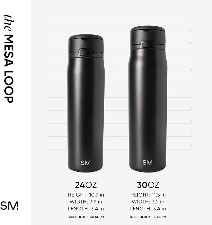 Simple Modern Mesa Loop Water Bottle with Covered Straw and Handle | 24oz Cup Holder Friendly Insulated Stainless Steel Bottles for Travel, Sports and School | 80s Mix