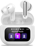 Thunelec Wireless Earbuds with Touch Screen, 2026 New Bluetooth 5.4 Headphones with ANC/ENC Mic, 50H HiFi Stereo Ear Buds with 5 EQ Modes, Transparency Mode, IPX7 Earphones for Running/Fitness, White