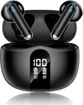 Wireless Earbuds, 2026 Bluetooth 5.4 Headphones Bass Stereo Ear Buds with Noise Cancelling Mic, LED Display in Ear Earphones 50H Playtime Ear Buds, IP7 Waterproof for Laptop Pad Phones Deep Black