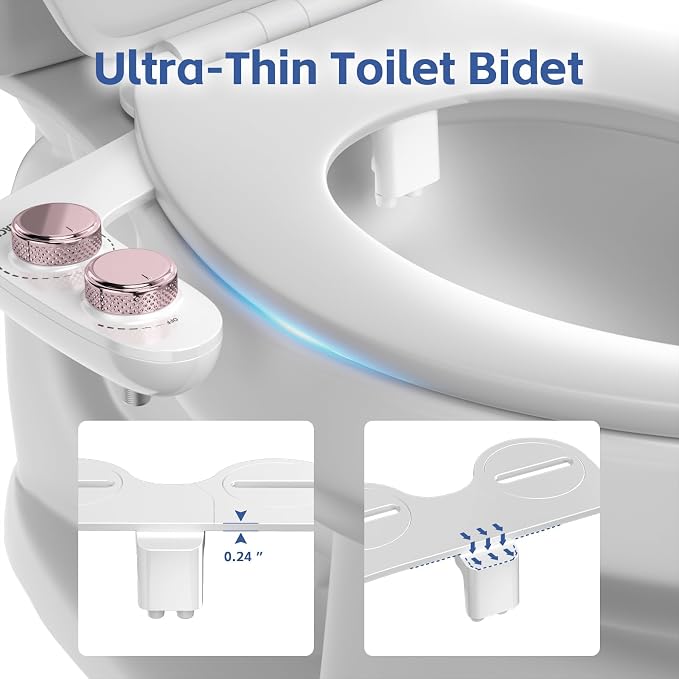 Bidet Attachment for Toilet Seat Water Pressure - Non Electric Bidets Self Cleaning Sprayer - Dual Nozzle Bidet Attachments Toilets Spray - Adjustable Bidets Wash Butt Cleaner for Bathroom Gifts