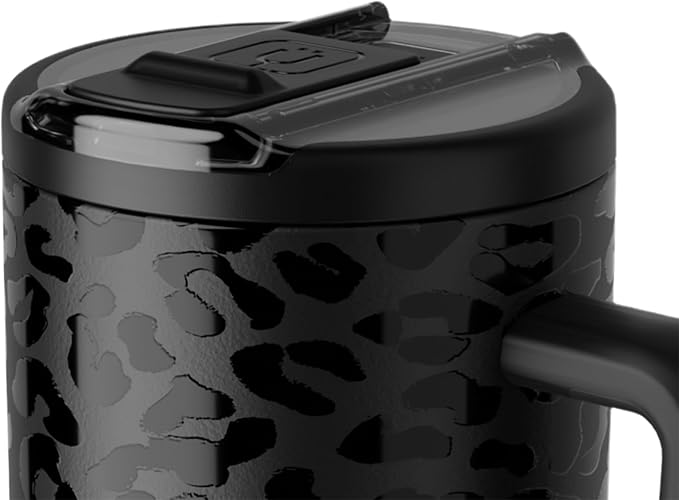 BrüMate Era Flip 30oz Tumbler with 100% Leakproof Covered Straw Lid | Hygienic Covered Straw | Insulated Stainless Steel Water Bottle with Handle | Cup Holder Friendly | BPA-Free (Onyx Leopard)