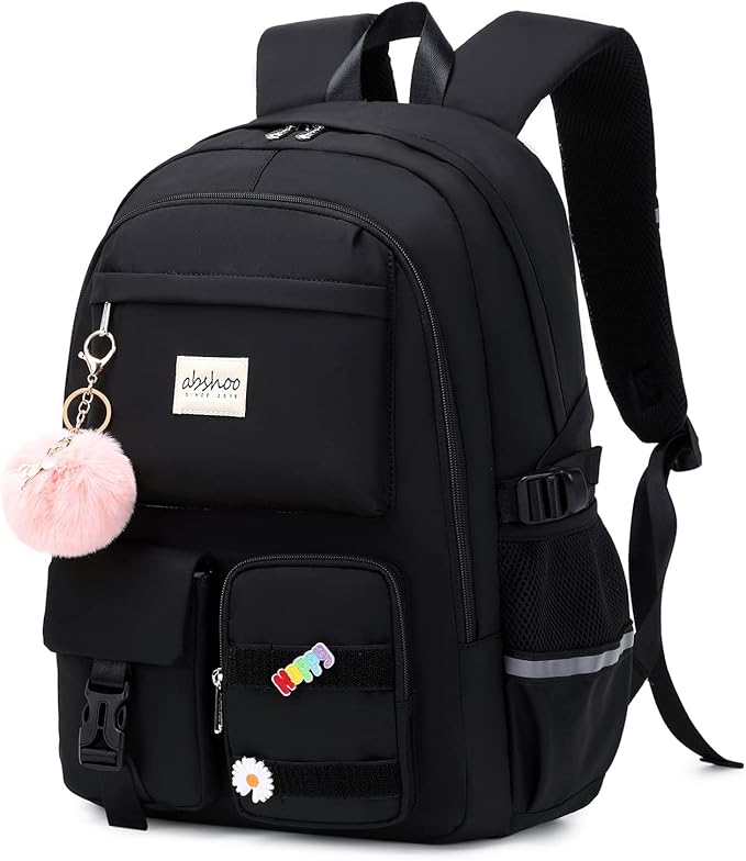 abshoo Big Student Laptop Backpack For College Women Middle High School Teen Girls Bookbag Travel Daypack (Black) | For College, Middle High School, Bookbag, Travel Daypack