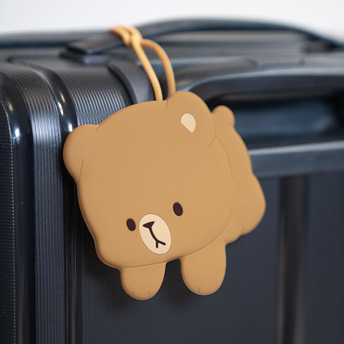 Milk and Mocha Luggage Tag Set Authorized Milkmochabear Merchandise Cute Adorable Silicone with Name ID Card Suitcase Label Travel Essentials Accessories for Bags Backpacks Baggage