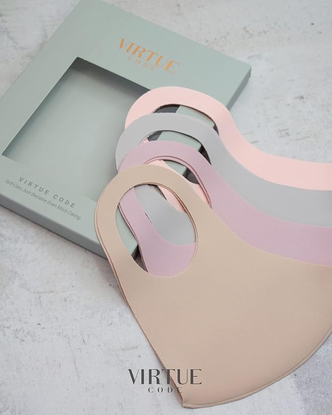 Virtue Code Second Skin Cloth Face Mask Pack. 4 Buttery Soft Masks Washable Fabric