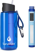 SurviMate 5-Stage 0.01μm Ultra-Filtration Filtered Water Bottle, BPA-Free Material, NSF/ANSI 42 Certified, Portable Water Filter Bottle for Survival, Camping, Hiking, and Emergency Use
