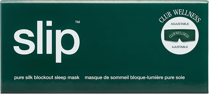 Slip Pure Silk Blockout Sleep Mask – Comfort Mask Made with Slipsilk™ 100% Mulberry Silk, Adjustable Strap, Light-Blocking Eye Mask for Deep Sleep & Travel – Club Wellness