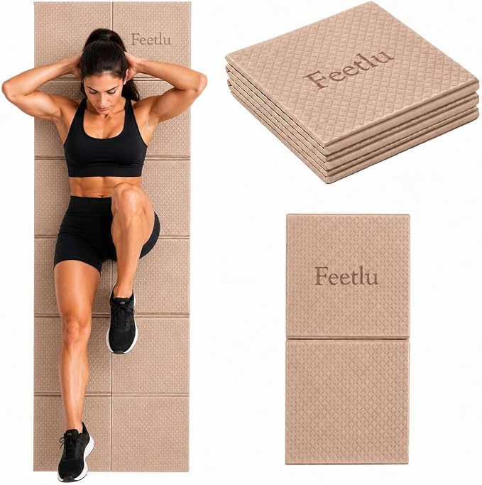Foldable Yoga Mat, 6mm Thick, 72L x 24W Inch, Lightweight, Anti-Slip, and Easy to Store – Perfect for Travel, Yoga, Pilates, Home Workouts, and Floor Exercises