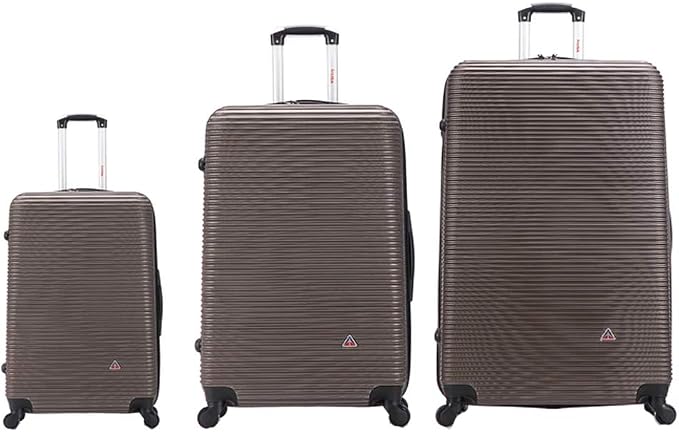 InUSA ROYAL Hardside Luggage Set with Spinner Wheel | Spacious Travel Suitcases with Ergonomic GEL Handle and Studs | (20/28/32) 3 Piece Luggage Set | Brown