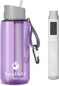 SurviMate 5-Stage 0.01μm Ultra-Filtration Filtered Water Bottle, BPA-Free Material, NSF/ANSI 42 Certified, Portable Water Filter Bottle for Survival, Camping, Hiking, and Emergency Use