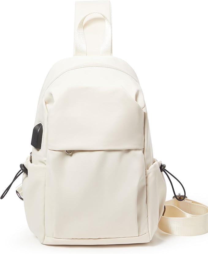 Tactical Backpacks Small Sling Bag Crossbody Backpack Shoulder Bag for Men Women, Multipurpose Anti-Theft Cross Body Chest Bags, One Strap Backpack for Walking Biking Travel Cycling Off White