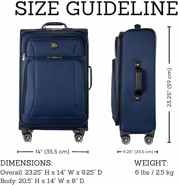 Skyway Epic Softside Carry-On Luggage - Lightweight Suitcase with Wheels for Travel | TSA Approved Carry-On Bag | Spinner Suitcase | Carry-On Luggage with Telescoping Handle, 20 inch, Surf Blue