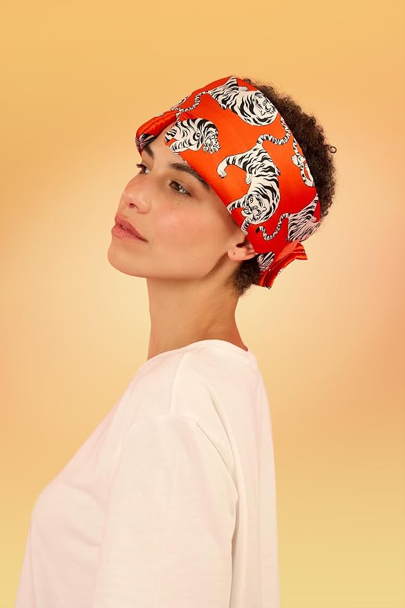 Glow People Silk Sleep Mask – 100% Mulberry Silk Eye Mask for Sleeping, Total Blackout, Cloud-Soft and Adjustable for Beauty Sleep and Travel - Red Tiger