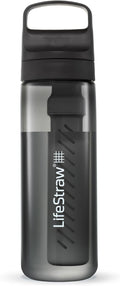 LifeStraw Go Series — BPA-Free Water Filter Bottle for Travel and Everyday Use Removes Bacteria, Parasites and Microplastics, Improves Taste, 22 oz, Nordic Noir