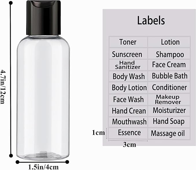 DNSEN 5 Pack 3.4 oz Travel Bottles for Toiletries TSA Approved Leakproof Plastic Empty Travel Size Bottles Containers with Labels