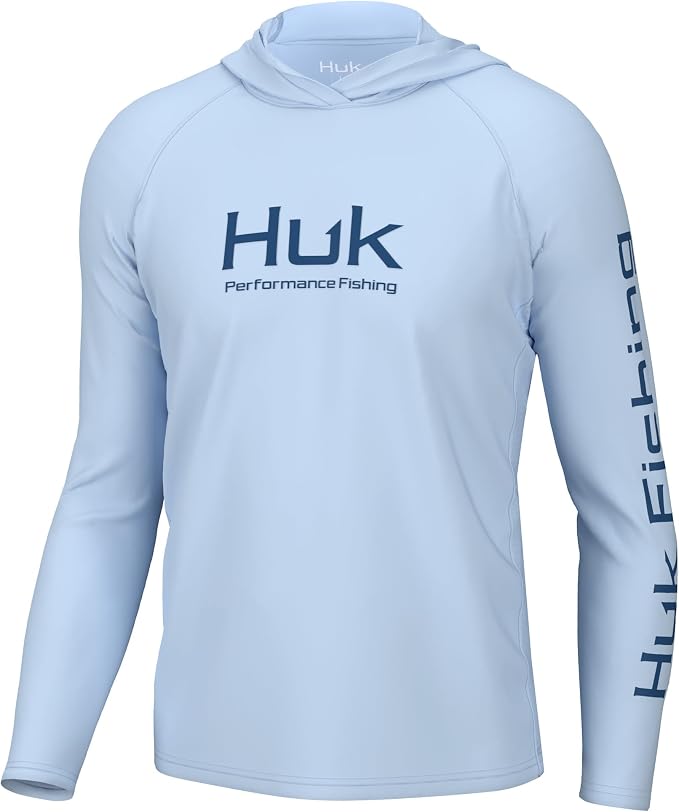 HUK Mens Pursuit Vented Long Sleeve Hoodie, Fishing Shirt with Hood