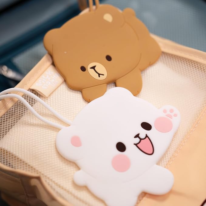Milk and Mocha Luggage Tag Set Authorized Milkmochabear Merchandise Cute Adorable Silicone with Name ID Card Suitcase Label Travel Essentials Accessories for Bags Backpacks Baggage