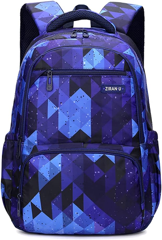 MITOWERMI Kids' Backpack for Boys Girls Elementary School Bags for Boys Bookbags Primary Students Children Backpack Dark Blue Geometric