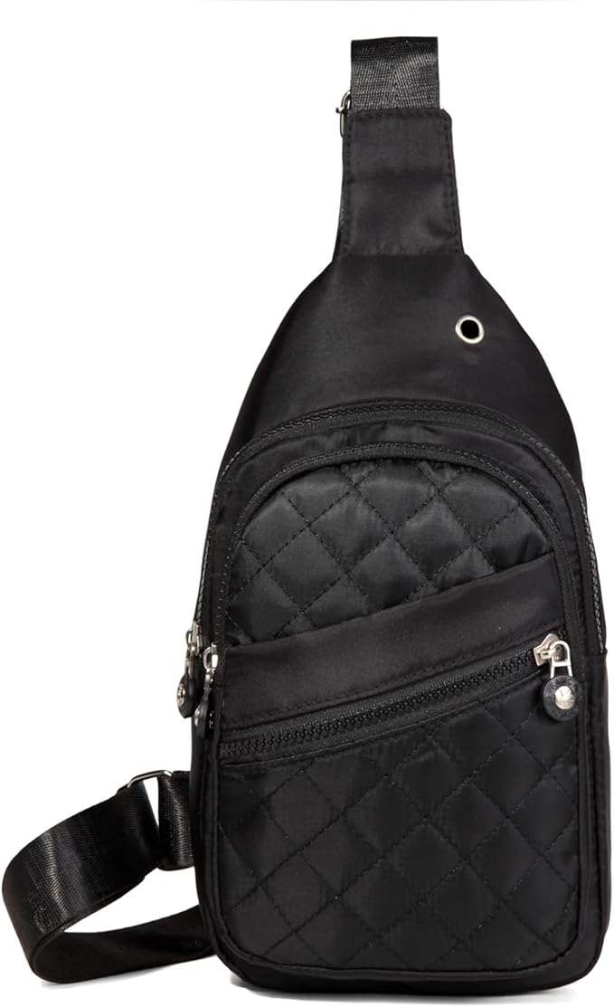 AOSTIHOT Crossbody Small Sling Backpack Sling Bag for Women, Chest Bag Daypack Crossbody for Travel Sport Running Hiking Dark Black