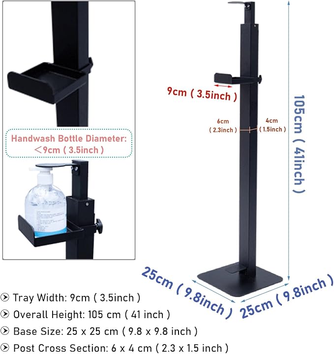 LXLZYXSF Restroom Portable Soap Dispenser Floor Stand Hand Sanitizer Dispenser Holder Foot Pedal Operated, with Adjustable Height Tray, School Malls Restaurant