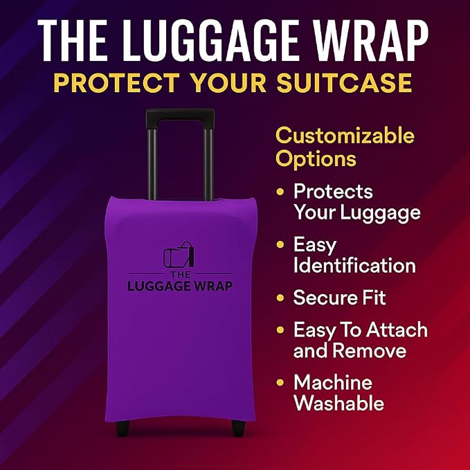 Small Purposeful Purple Water-Resistant Luggage Covers for Suitcase TSA Approved for 19"-21" - Durable Patented Design Suitcase Covers for Luggage, Fundas para Maletas, Travel Accessories