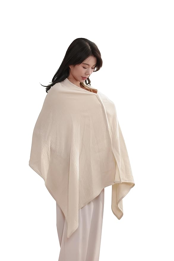 TADO MUSLIN 2-Pack Nursing Covers for Breastfeeding, 100% Organic Cotton Muslin Nursing Cover for Mom, Soft Breathable Breastfeeding Cover, Full Privacy Cover for Nursing, Extra Coverage L Khaki Beige