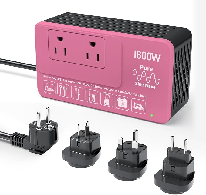 1600W 220V to 110V Converter for European International Travel, Universal Power Plug Adapter Voltage Converter US to Europe, Plug & Play, No Limitations - Power Any American Appliances Overseas