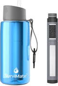Survimate 5-Stage 0.01μm Ultra-Filtration Filtered Water Bottle, BPA-Free Material, NSF/ANSI 42 Certified, Portable Water Filter Bottle for Survival, Camping, Hiking, and Emergency Use