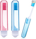 Patelai 2 Pieces Travel Toothbrush Set, Travel Size Toiletries, Soft Bristle Mini Foldable Tooth Brush with Case, Individually Wrapped Small Portable Toothbrush for Camping Home (Couple Color)
