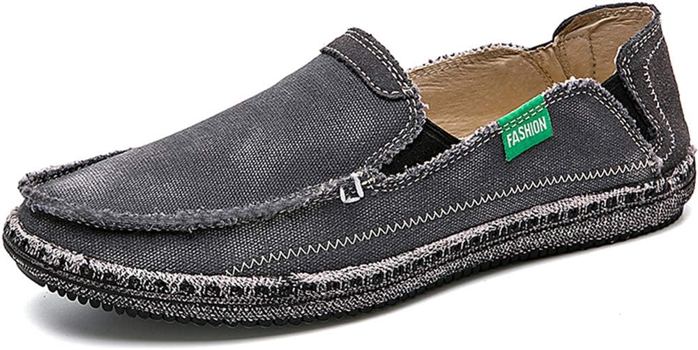 CASMAG Men's Casual Cloth Shoes Canvas Slip on Loafers Leisure Vintage Flat Boat Shoes