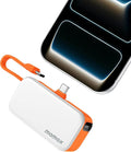MOMAX Portable Charger, 5000mAh Small Power Bank PD 20W Fast Charging Battery Pack with 3 USB-C, LED Battery Display, Smart Temperature Control for iPhone 17 16 15 Pro Max(Orange)
