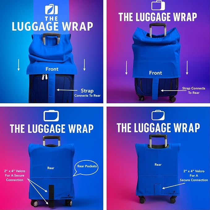 Medium Breezy Blue Water-Resistant Luggage Covers for Suitcase TSA Approved for 24"-26" - Durable Patented Design Suitcase Covers for Luggage, Fundas para Maletas, Travel Accessories