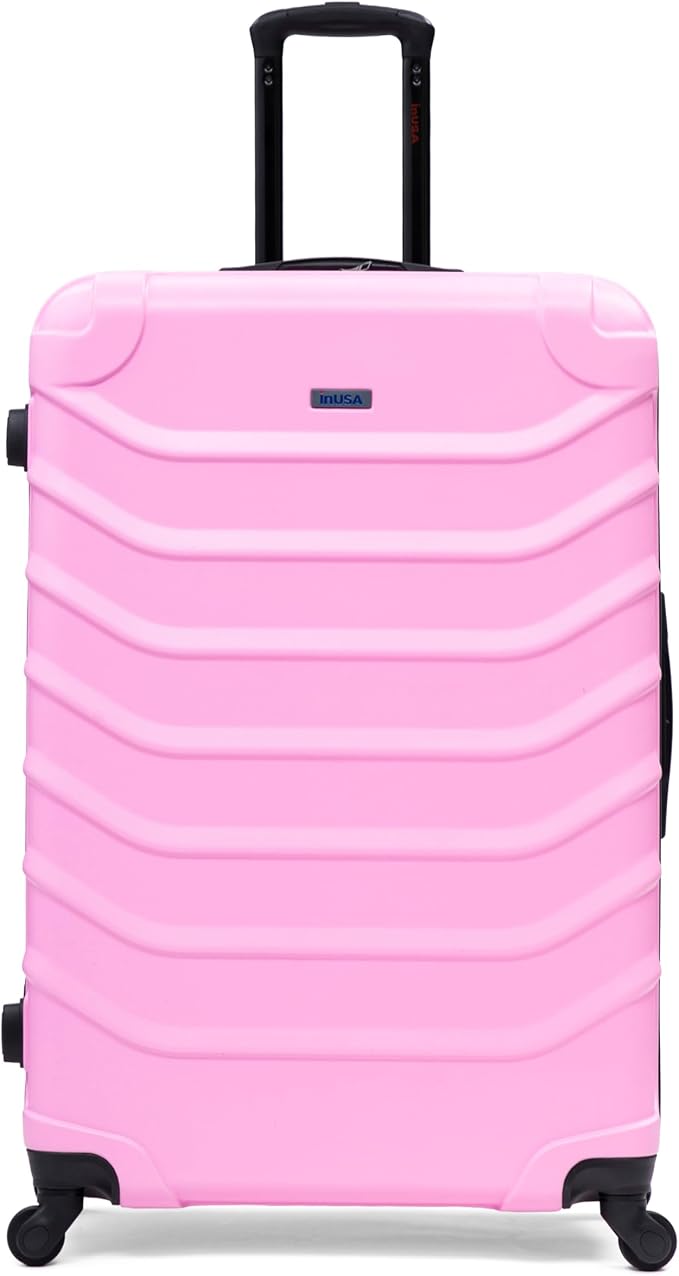 InUSA ENDURANCE Luggage with Spinner Wheels | Durable Lightweight Hardside Suitcase, Travel Bag with Handle and Trolley, 32-Inch Extra-Large Checked Luggage | Pink