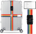Veki Cross Luggage Straps Set TSA Approved with Lock Adjustable Travel Suitcase Belts Suitcase Tags with Name ID Card Packing Straps for Suitcases Strap Travel Accessories (Multicolor)