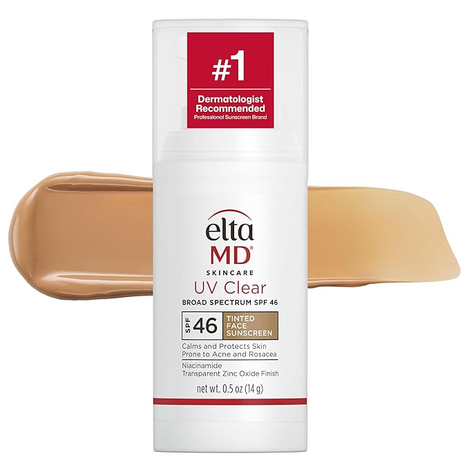 EltaMD UV Clear Tinted Face Sunscreen, SPF 46 Oil- Free Tinted Moisturizer with Zinc Oxide, Dermatologist Recommended Sunscreen, 0.5 oz Pump