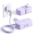 Travel Power Strip, SMALLRT 2 Pcs Extension Cord with Multiple Outlets, 3.3FT Wrapped Extension Flat Plug Power Strip with 4 AC Outlets for Travel, Hotel, Cruise Approved, No Surge Protection, Purple