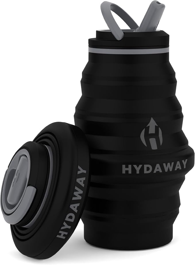 HYDAWAY Hydration Travel Pack - 17oz Collapsible Water Bottle with Flip-Top Lid and Protective Travel Case - BPA-Free, Leak-Resistant, and TSA-Friendly for Commuting, Hiking, and Traveling