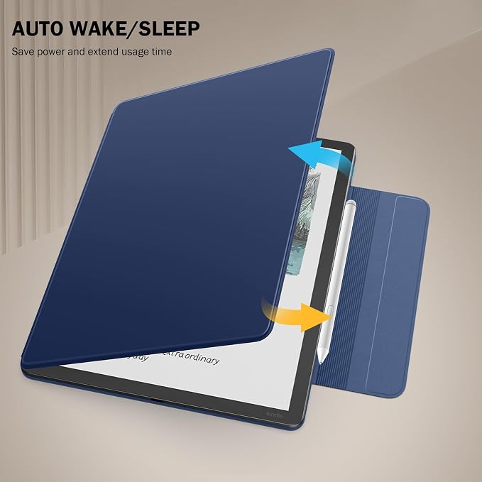 MoKo Magnetic Case for All-New 11" Kindle Scribe 2025(3rd Generation) & Kindle Scribe Colorsoft 2025(1st Gen) - Slim Folio Premium PU Leather Cover with Pen Clasp & Auto Sleep Wake, Navy Blue