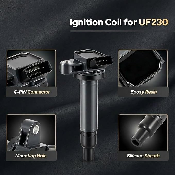 Ignition Coil UF230& Spark Plug 4504 for Toyota 4Runner Tundra Sequoia LandCruiser/for Lexus GS430 GX470 LS430 LX470 LX570 SC430 4.3L 4.7L V8 Replaces#C1173 UF493 5C1196