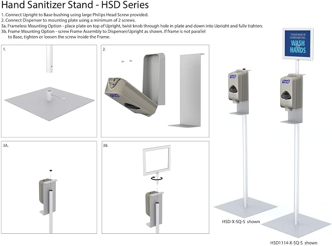 Hand Sanitizer Stand Purell Automatic with 8.5x11 sign frame