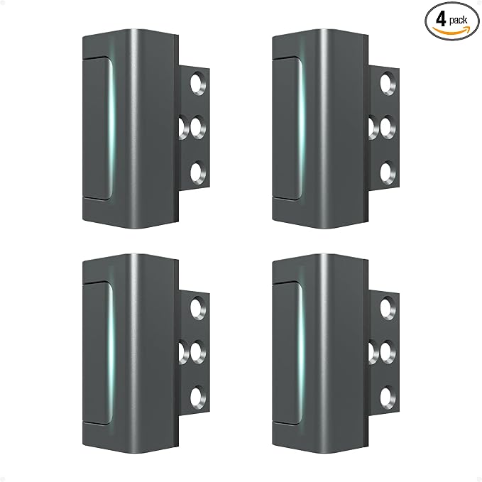 Greatalent 4Pack Home Security Door Reinforcement Lock Childproof, Door Lock for Kid Safety, Door Latch Stopper for Front Door Inside Top of Door, Aluminum Construction Finish