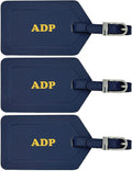 Personalized Monogrammed Leather Luggage Tags - 3 Pack