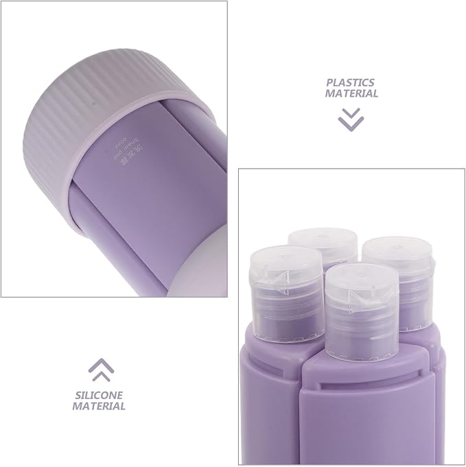 2pcs Portable Silicone Travel Bottles, 4-in-1 Leak-Proof Squeeze Containers Set, Liquid Toiletry Bottles for Travel, Camping, Gym, Daily Use 60ml