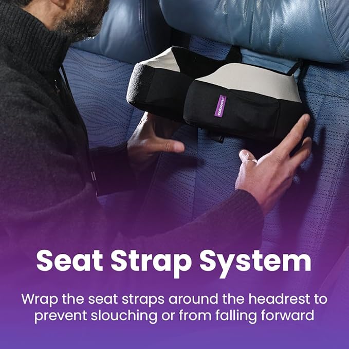 Cabeau Travel Neck Pillow for Airplanes - The Neck's Evolution TNE S3 - Supportive Memory Foam Design for Long Haul Flights with Attachable Seat Straps and 360 Support in Berlin Grey