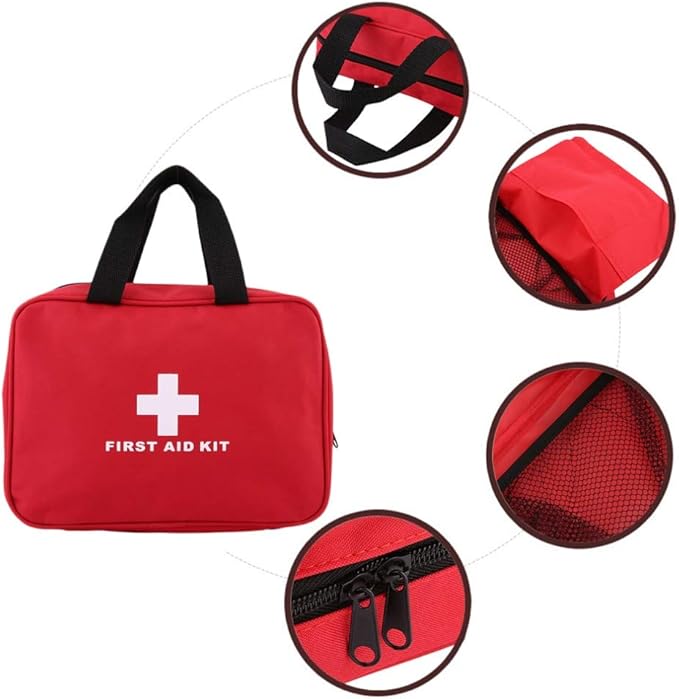 Red First Aid Kit Bag Empty Travel First Aid Bag Responder Storage Compact Survival Medicine Emergency Rescue Pouch Bags for Home Office Car Camping Kitchen Sport Outdoors (Empty, No Contents)