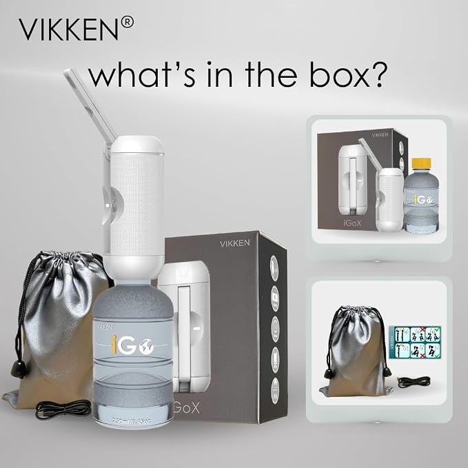 VIKKEN® Portable Travel Bidet USB-Type C Rechargeable Electric Mobile Handheld Ultra Strong Water Spray Personal Hygiene Self Care for Women & Men, iGo-X 250ml White
