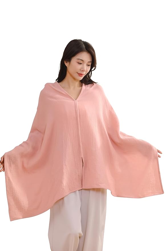 TADO MUSLIN 2-Pack Nursing Covers for Breastfeeding, 100% Organic Cotton Muslin Nursing Cover for Mom, Soft Breathable Breastfeeding Cover, Full Privacy Cover for Nursing, Regular Coverage Pink White