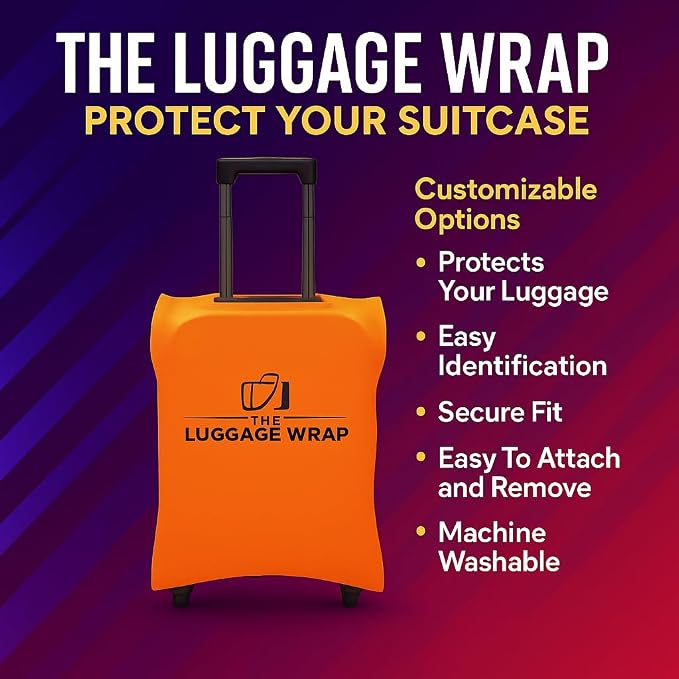 Small, Opulent Orange Water-Resistant Luggage Covers for Suitcase TSA Approved for 19"-21" - Durable Patented Design Suitcase Covers for Luggage, Fundas para Maletas, Travel Accessories
