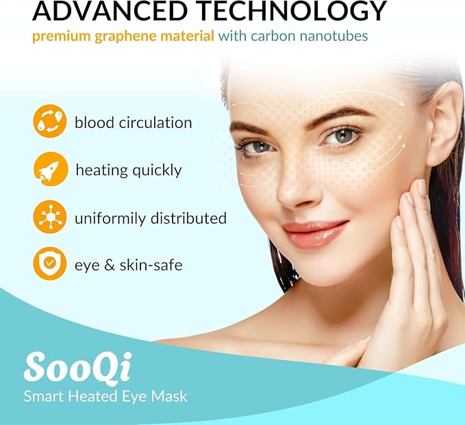 Heated Eye Mask, Cordless Warm Compress for Dry Eyes, Blepharitis & Eye Fatigue - Weighted Heating Pad with 3 Preset Heat Modes, Rechargeable, Auto Shut-Off, Washable Cover for Sleep & Travel