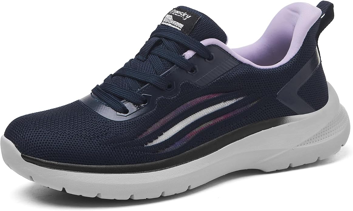 Treesky Black Non Slip Work Shoes for Women, Restaurant & Kitchen Sneakers | Slip resistant soles, lightweight cushioning, breathable knit, removable insole, for nursing, food service & long shifts