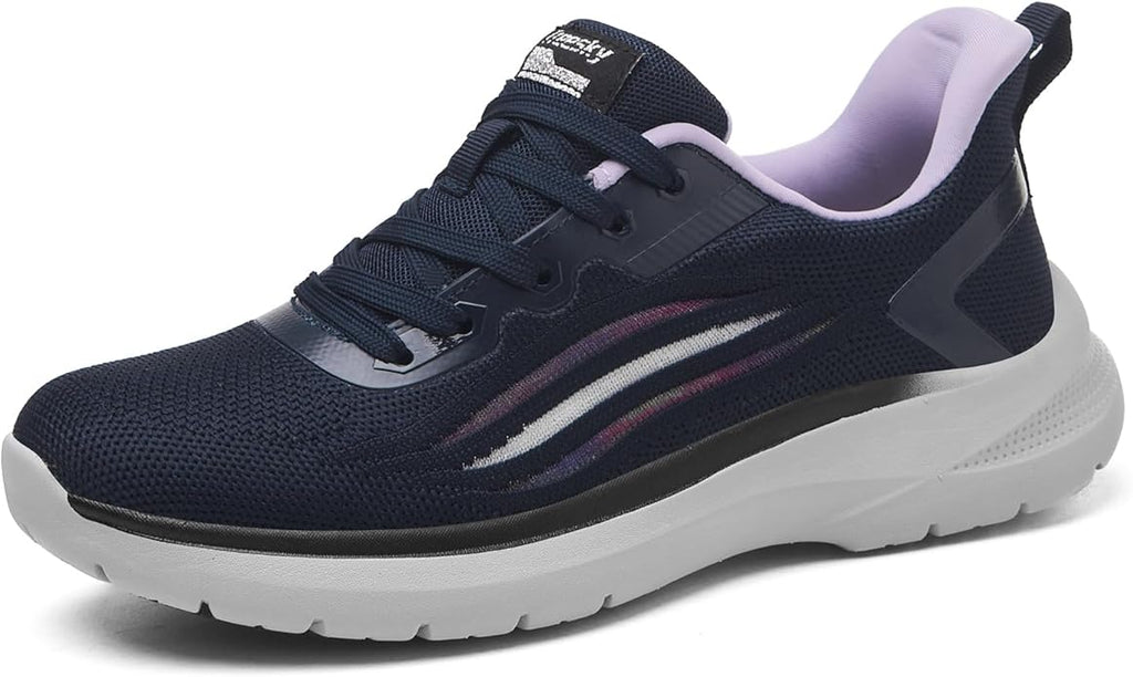Treesky Black Non Slip Work Shoes for Women, Restaurant & Kitchen Sneakers | Slip resistant soles, lightweight cushioning, breathable knit, removable insole, for nursing, food service & long shifts